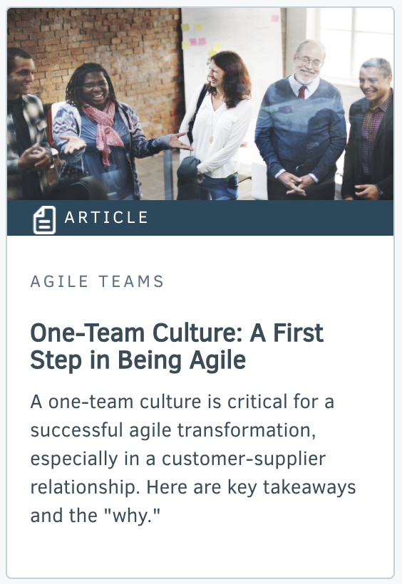 One-Team Culture: A First Step in Being Agile